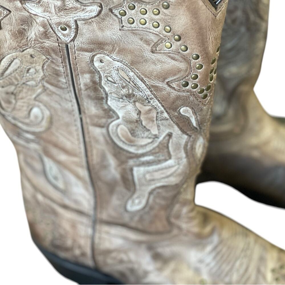 Sonora Riley Distressed Leather Butterfly Western Boots, Cowgirl, Festival, 8B - Picture 4 of 13